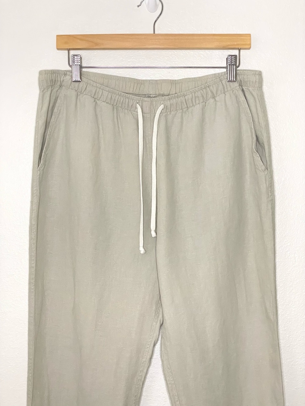 Alex Crane Bo Linen Pants Relaxed Drawstring Pull On Normandy Flax Bone Large - Picture 8 of 16